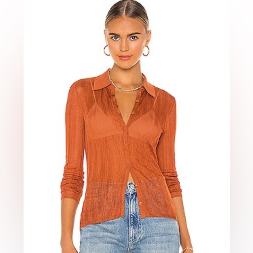 rag & bone Women's Burnt Orange Button-Down Shirt